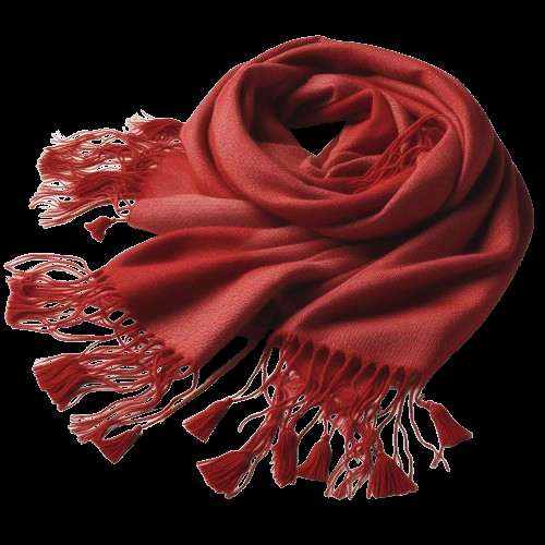 Een rode shawl op een donkere achtergrond.